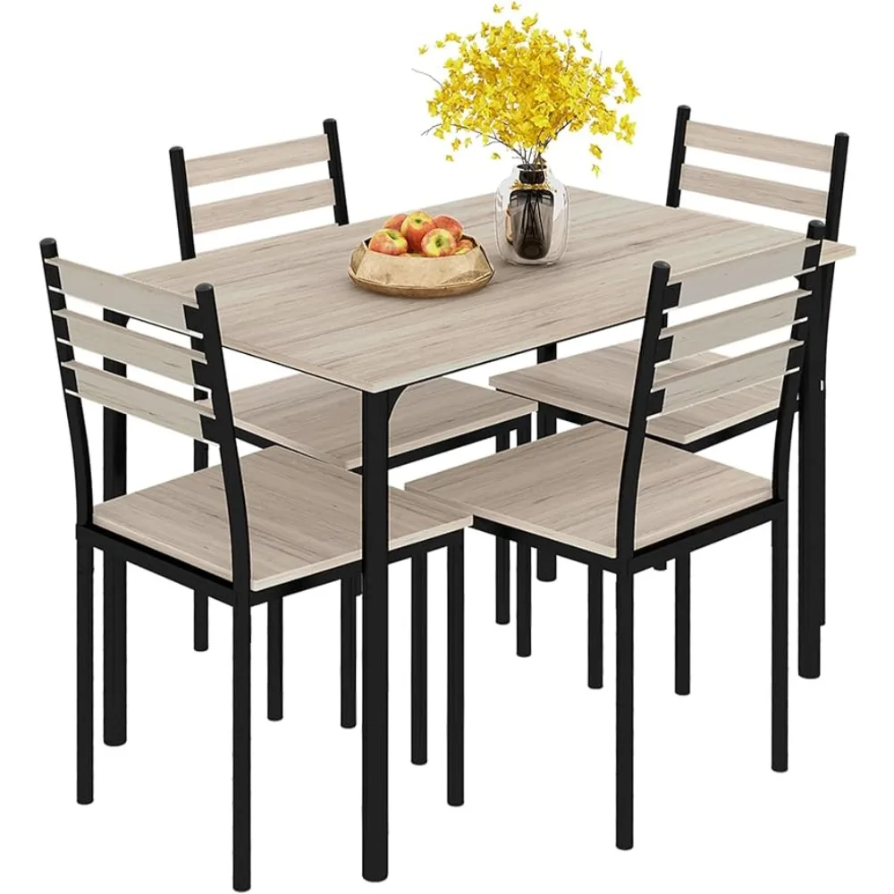 Outdoor Tables Modern Dining Table Set for 4, 5-Piece  Set,4 Chairs for Small Space Outdoor Tables