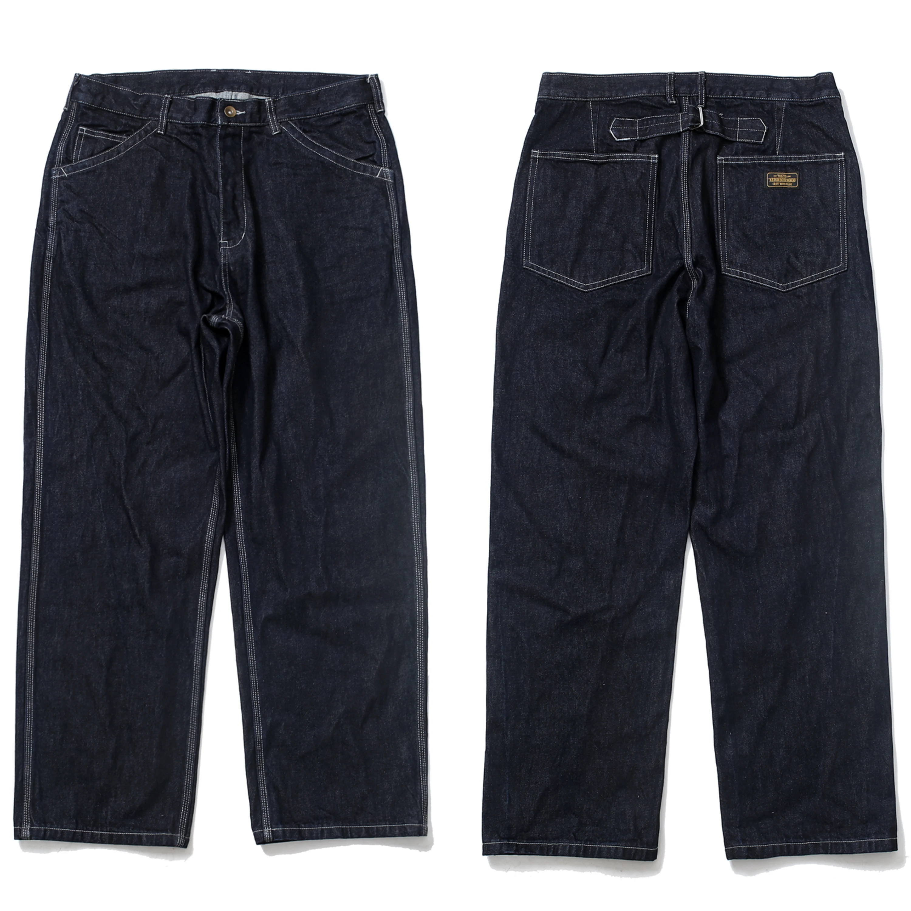 

Loose Straight Leg Workwear Pilot Jeans Men's Casual Pants Neighborhood Brand Organic Cotton All-Match Classic Blue Denim