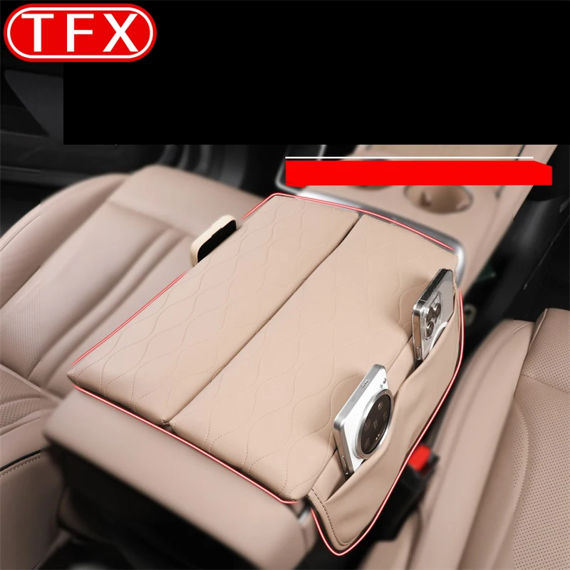 For XPeng XiaoPeng X9 2024 2025 Car Styling Armrest Box Protective Cover Height Pad Nappa Leather Central Storage Accessories