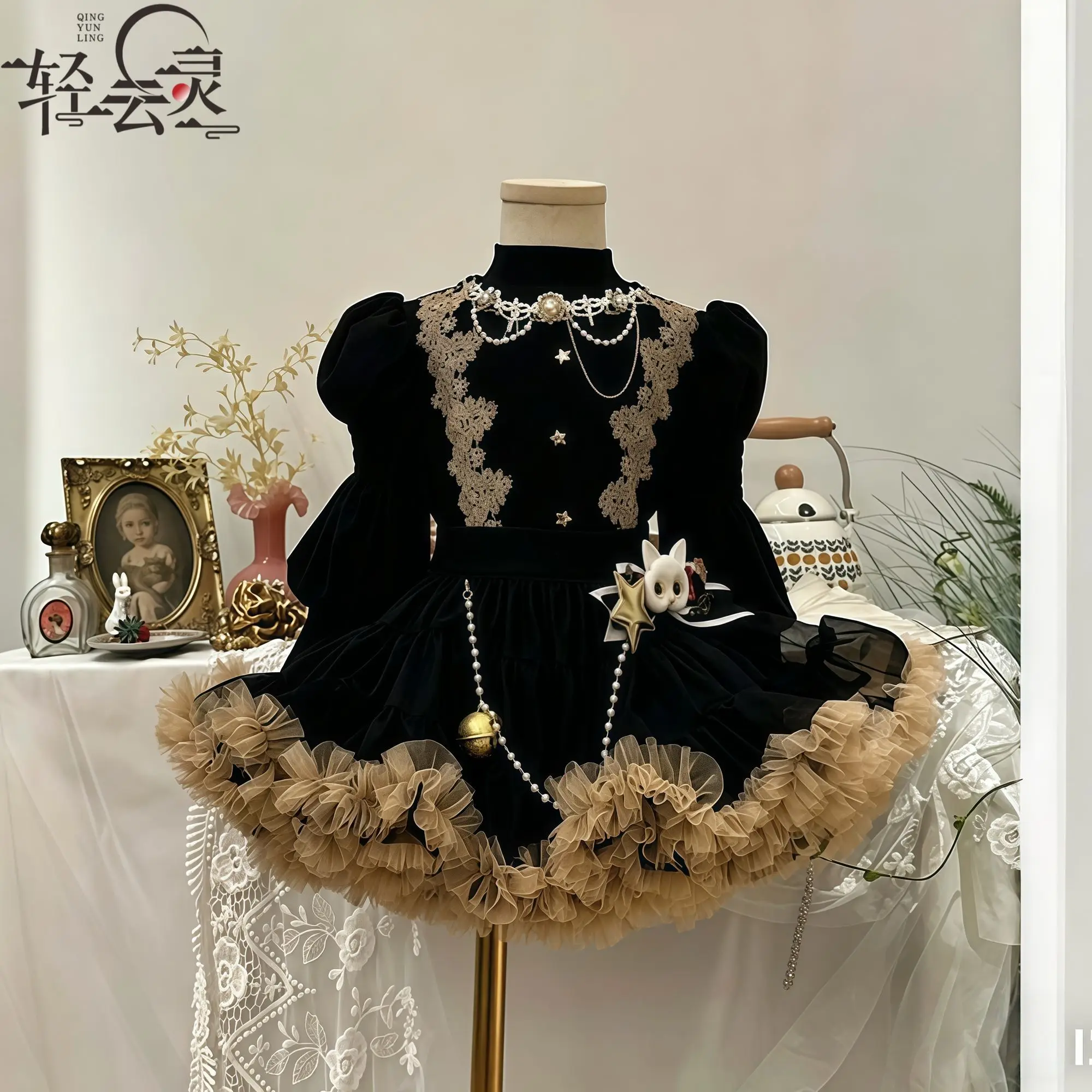 2027 Girls Tutu Skirt Set Spring Autumn New Kids Stylish Heavy Craft Chic Shirt Winter Princess Dress