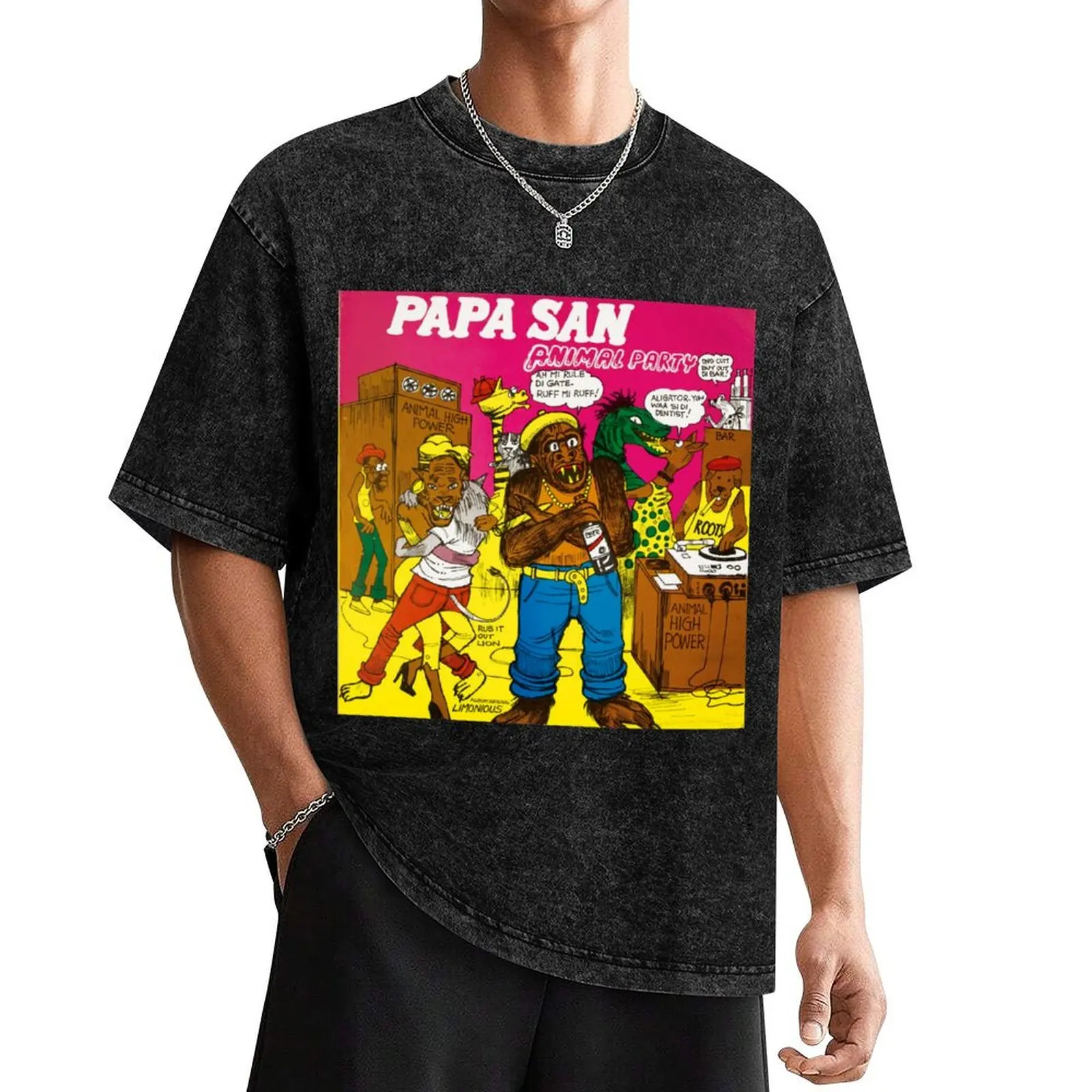 

Papa San Animal Party LP Cover From Limonious Reggae Dancehall Culture Short-Sleeve T-Shirt designer shirts mens clothes