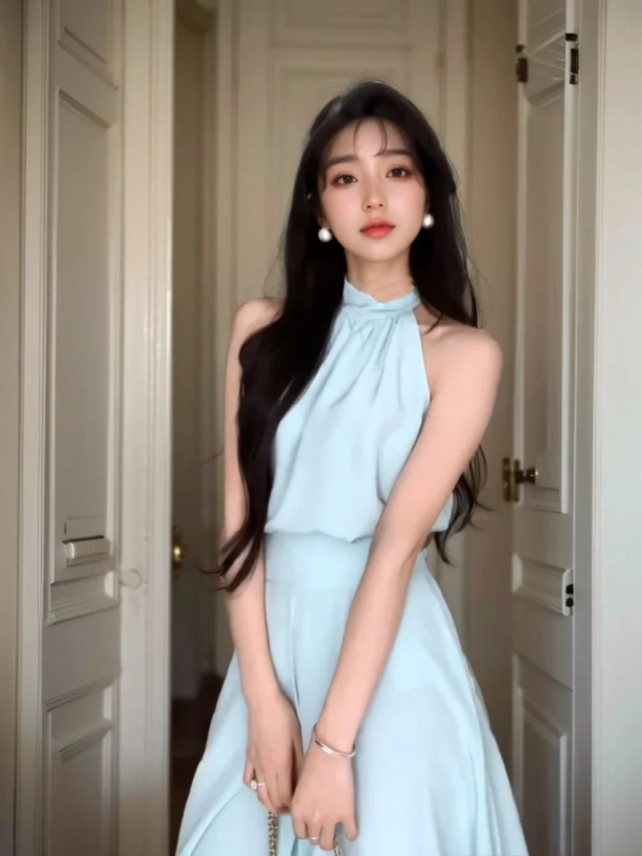 

Elegant Neckline Wide Leg Pants Set Women's Fashion Summer 2024 Two-Piece Ensemble Casual Chic Vacation Style Outfit