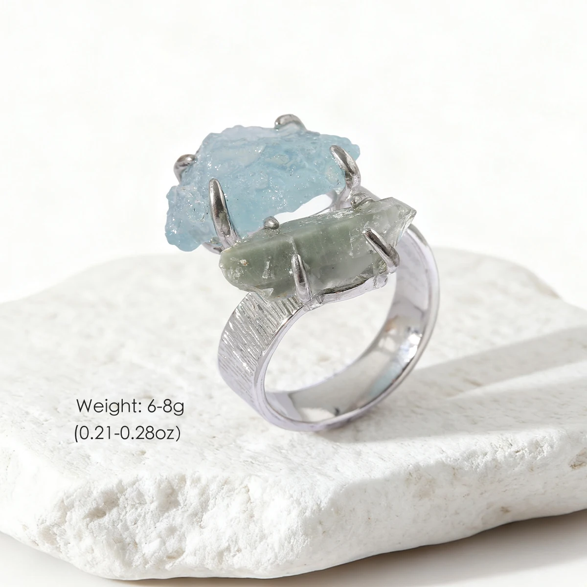 

New Style Gemstone Ring Men Women Party Ring Raw Stone Jewelry Fashion Accessory Adjustable Женское Коль