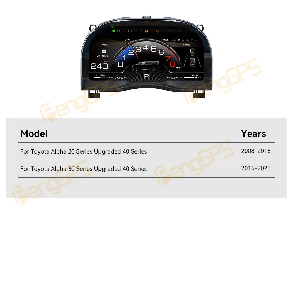 LCD Instrument Panel Virtual Cockpit SpeedFor Toyota Alphard 20/30 Series Upgrade to 40 Series Car Instrument Digital Cluster