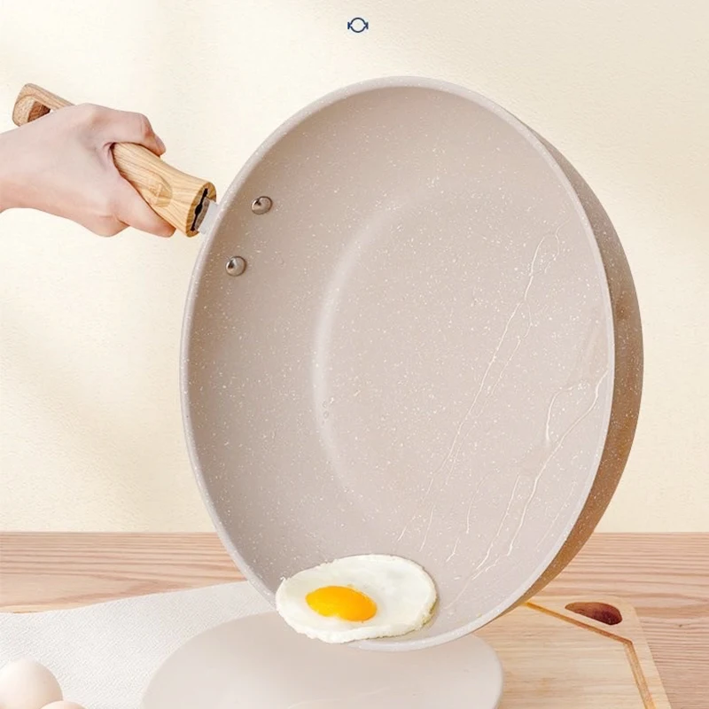 Non-stick Wok Frying Pan With Lid Deepen Wok Ceramic Pot Home Steak Pancake Fried Induction Gas Stove Universal Kitchen Cookware