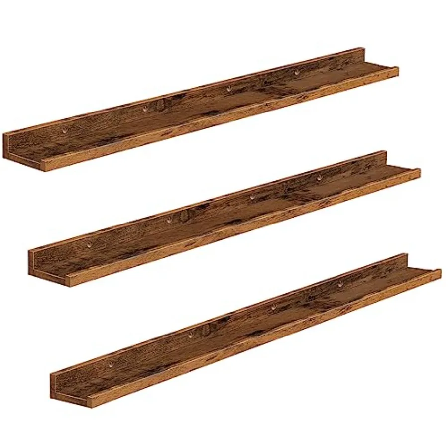 

Floating Shees, Wall Shelf Set of 3, 47.2 Inches Hanging Shelf with Raised Edge and Invisible Brackets, for Bathroom, Bedroom,