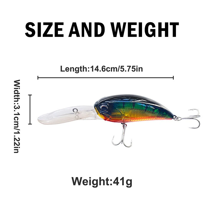 Crankbait 41g 14.6cm Long Tongue Crank Wobbler Floating Fishing Lures Artificial Hard Baits Diving Chubby Bass Pike