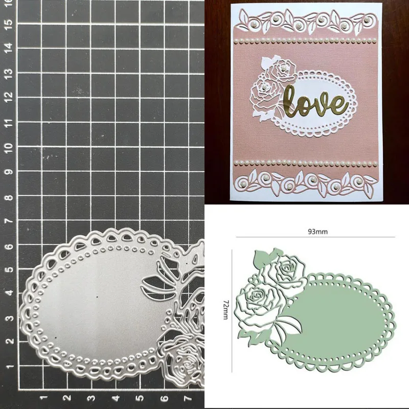 Rose Flower Frame Metal Cutting Dies Stencil Scrapbook Album Stamp Paper Card Embossing Decor Craft Knife Mould