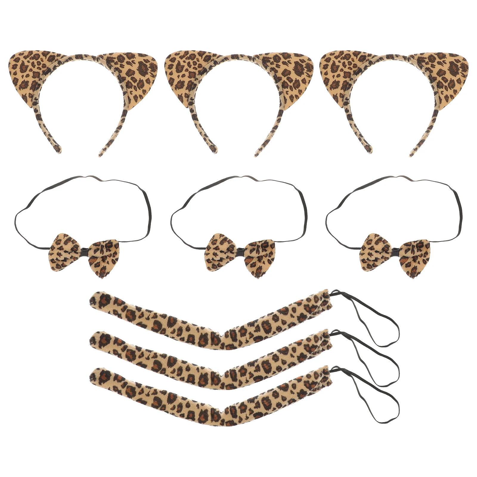 

3 Sets Leopard Print Clothing Cat Ears Headband for Masquerade Prints Carnival Hairband Party Role-play Tail