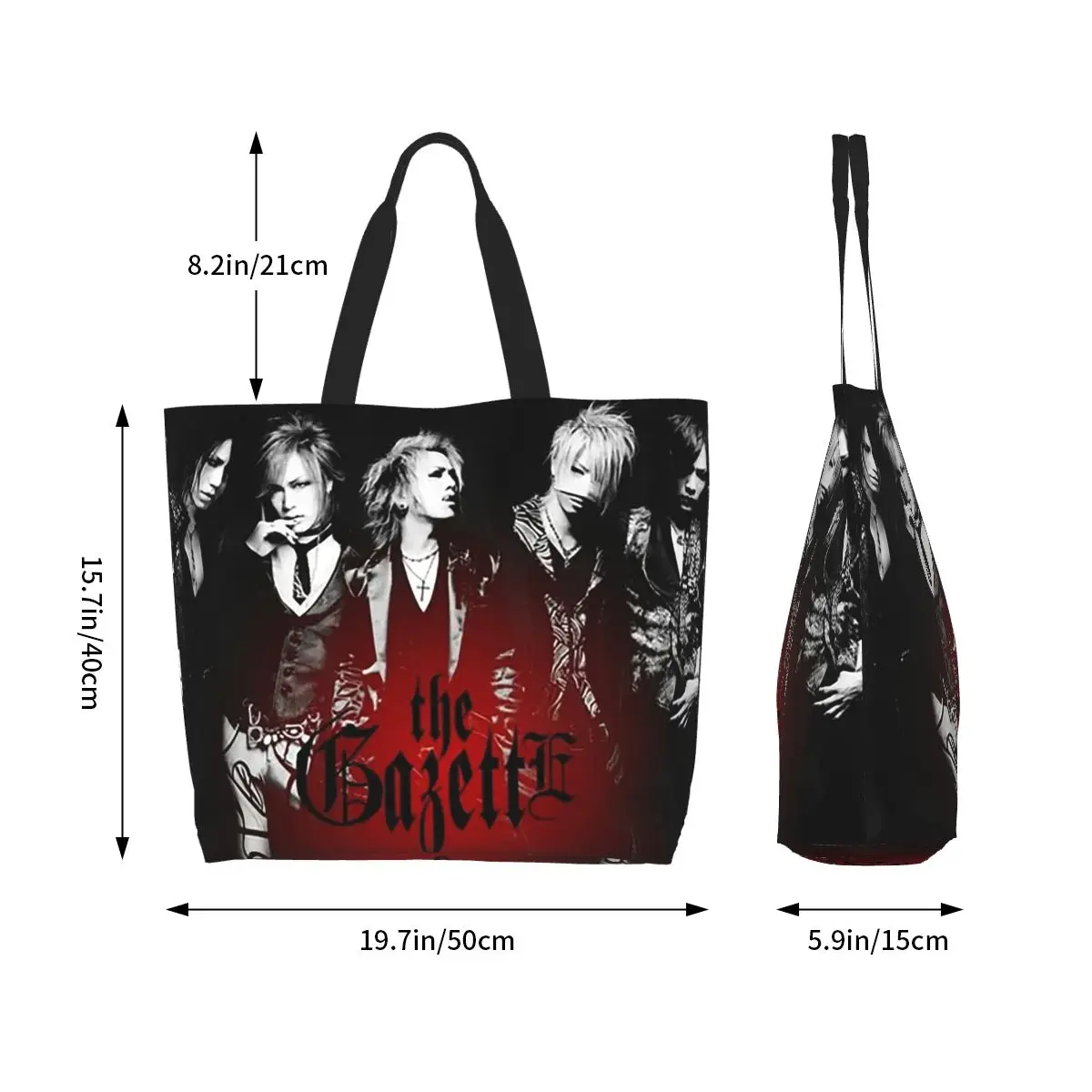 Japan Rock The Gazette Band Shopping Tote Bag Canvas Large Capacity Shoulder Bags Shopper Grocery Handbag for Women