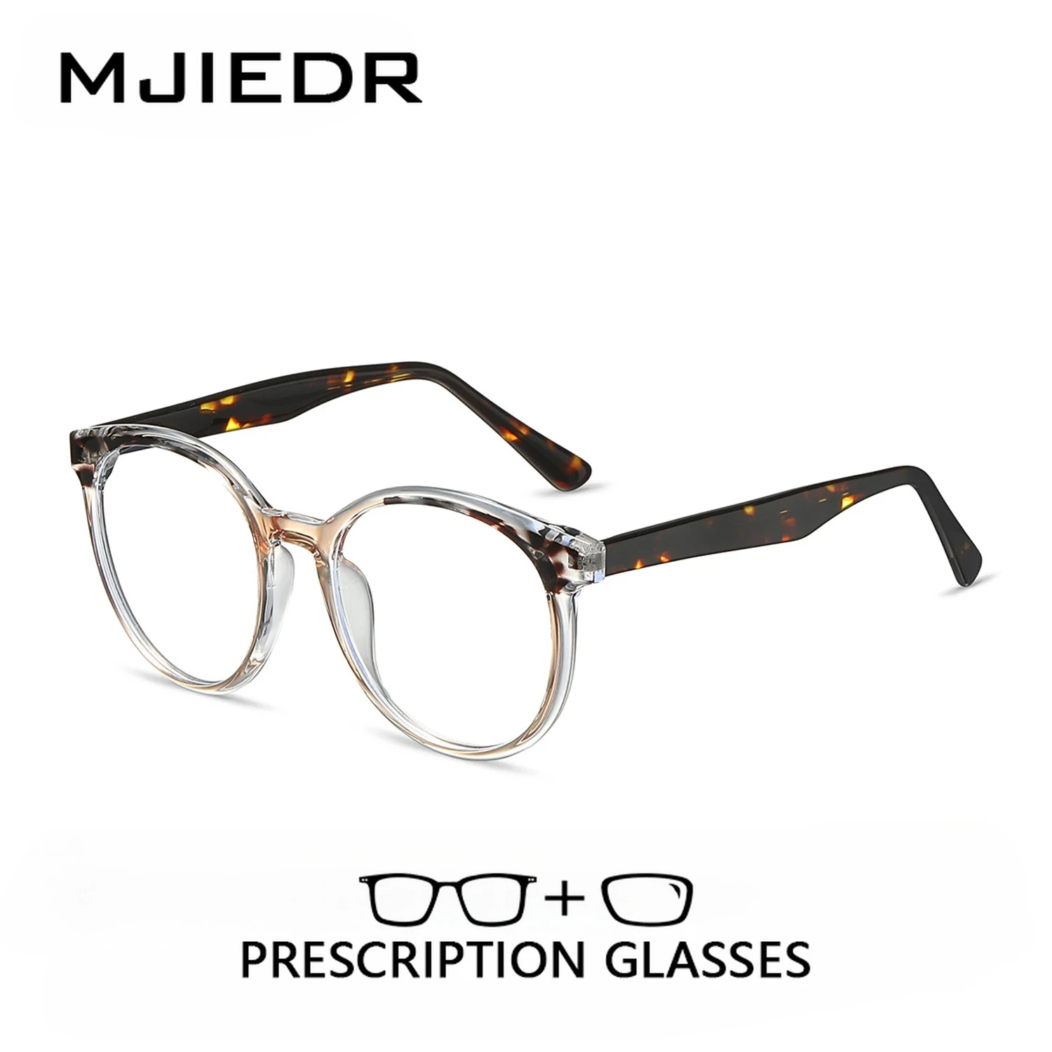 

MJIEDR Fashion Round Prescription Glasses Optical Eyeglasses for Women Anti Blue Light/Photochrom Progressive Reading Glasses