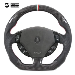 Volante de fibra de carbono 100% Real con pantalla de carrera para Maserati Granturismo Ghibli Levante Turismo Quattroporte GranCabrio