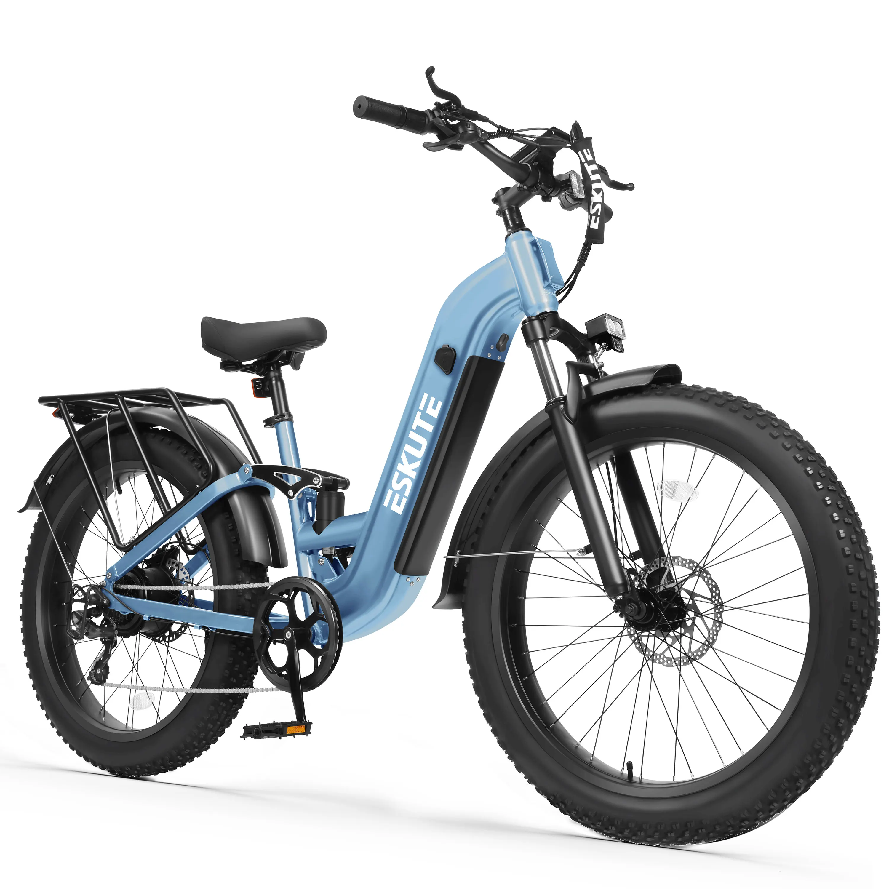 ESKUTE C300R-ST - Full Suspensions -  Electric Bike for Adults ，48V20.8Ah Battery Ebike up to 80 Miles, 26x4.0 Fat Tire Step-Through Ebike, 8-Speed, UL2849 E-Bike image 6