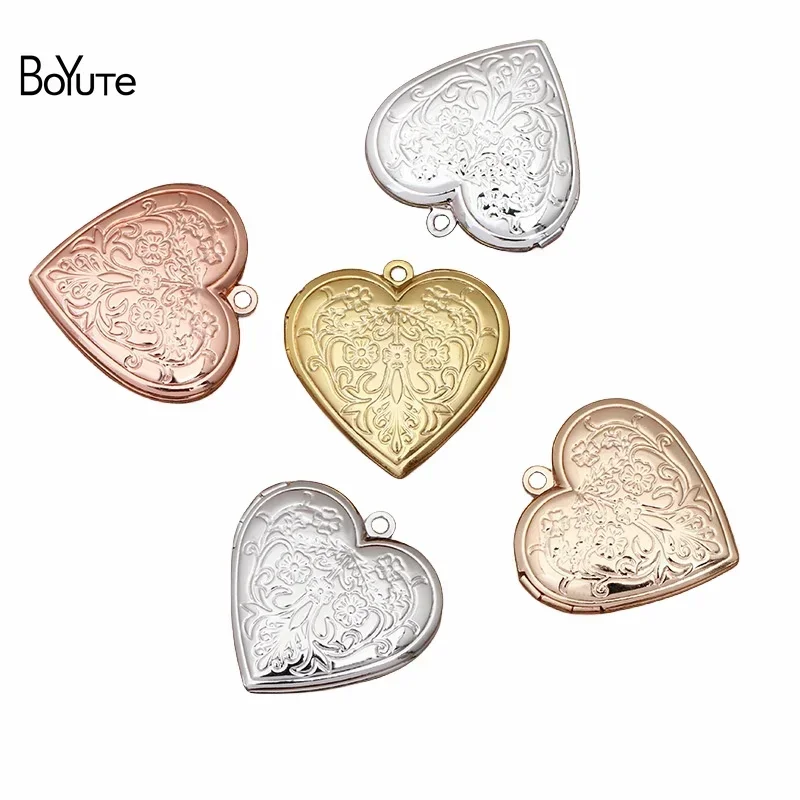 

BoYuTe (10 Pieces/Lot) 29MM Metal Brass Heart Pendant Locket Floating Vintage Jewelry Pendant Locket Wholesale