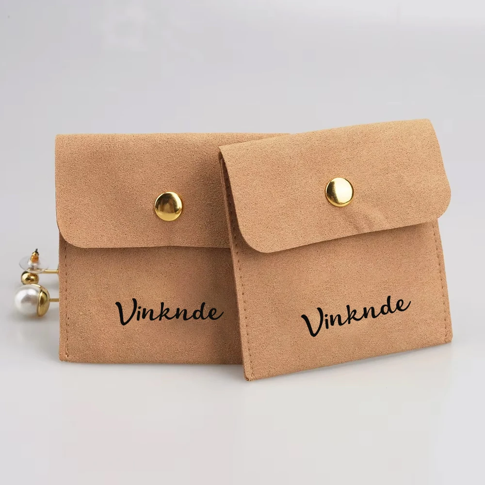 

Violet Microfiber Gift Jewelry Bag Gold Snap Button Packaging Pouch 6x6cm Custom Logo Fashion Necklace Earrings Bracelet Storage