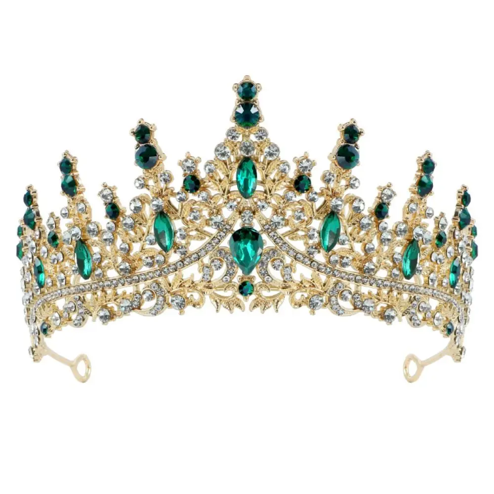 Exquisite Luxury Baroque Crown Elegant Colorful Rhinestone Crown Shiny Hair Ornaments Princess Tiara Bridal