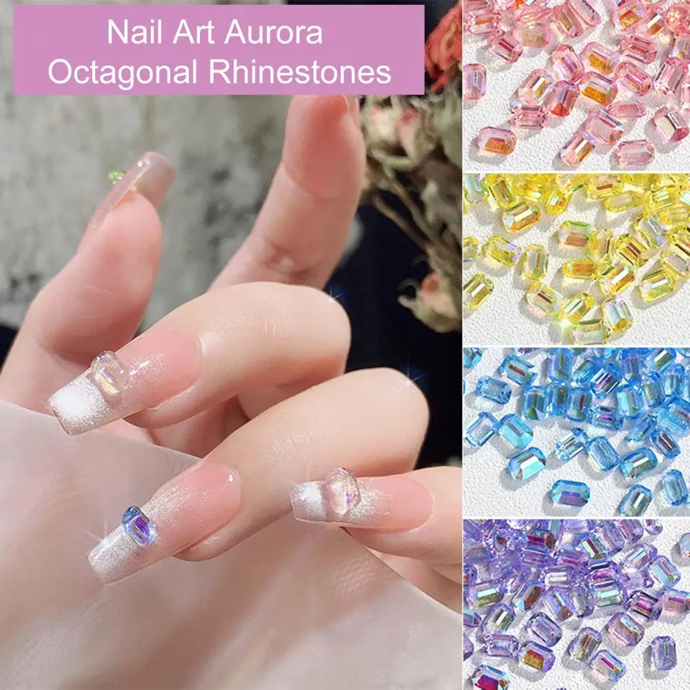 

1 Box Nail Art Rhinestone Shining 3D Glitter Sparkling DIY Mini 6 Grids Octagonal Faux Crystal Nail Art Decor Women Supply