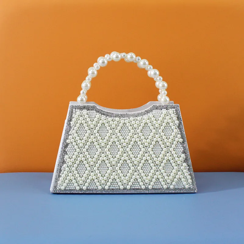 2025 Chic Sparkling Beaded Evening Clutch Bag Luxury High-end Diamond Women Pearl Handle Hangbag Wedding Party Shoulder Bag