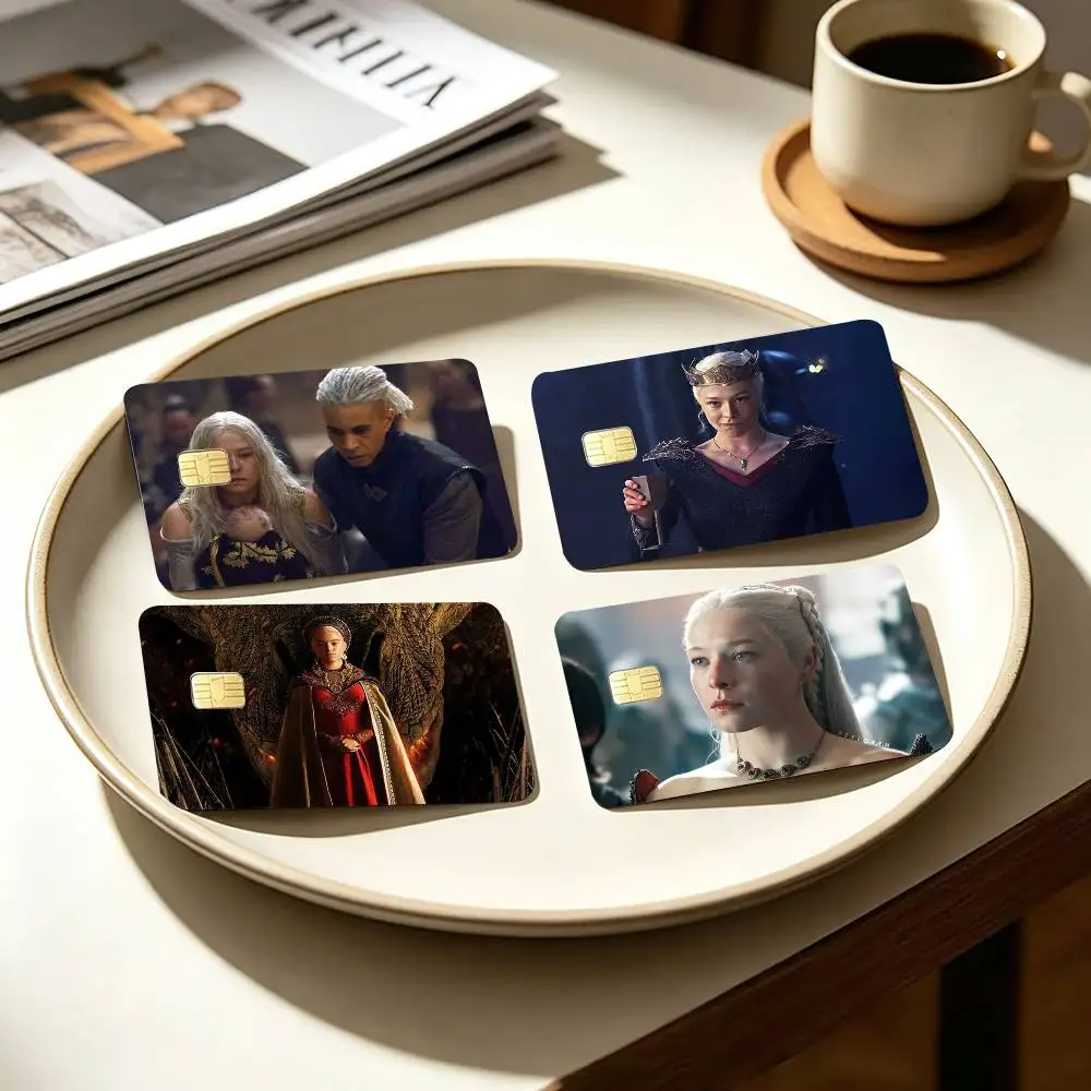 R-Rhaenyra Targaryen House of the Dragon   4pcs 1Set Card Stickers Small Waterproof Chip 4PCS Card Sticker Anti-Scratch