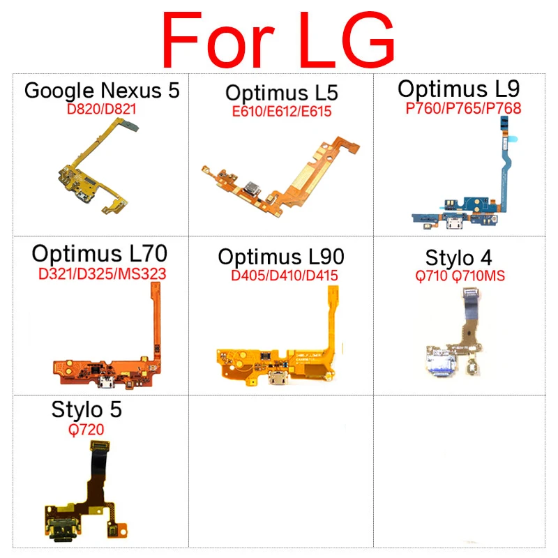 Micro Charging Charger Board Flex Cable For LG Optimus L5 L9 L70 L90 E610 D321 P760 D405 Stylo 4 5 Q710 Q720 Google Nexus 5 D820