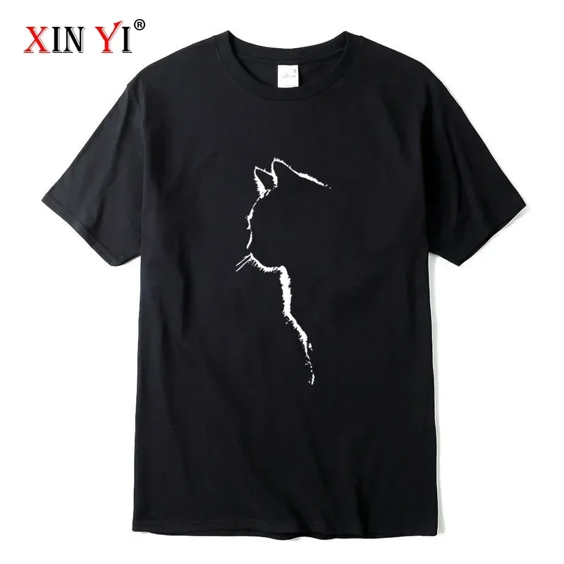 

Summer CottonT-shirts for Men Funny Printed Cool Cat Animal TShirts Oversized Loose Short Sleeve T-shirt Male Hip Hop Streetwear