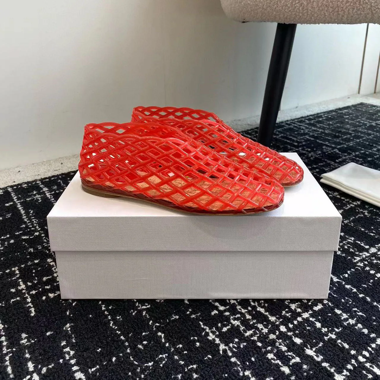 Summer New Trendy Plastic Jelly Single Shoes Women's Flat Bottom Comfortable Hollow Woven Crystal Breathable Ballet Dance Shoes