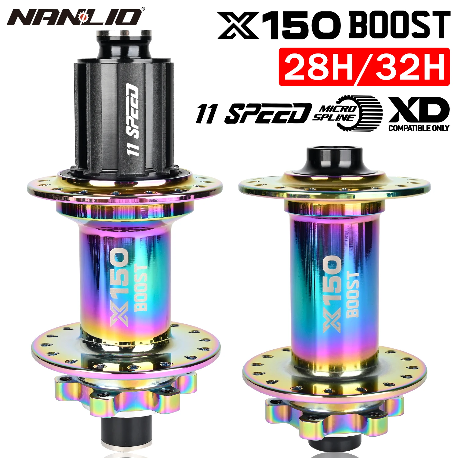 Nanlio Bicycle hubs X150 BOOST 6 Pawls 150T Noise 4 Bearing Hubs 110x15 148x12MM 8 9 10 11 12 Speed MTB Bike Hubs 28/32 Holes