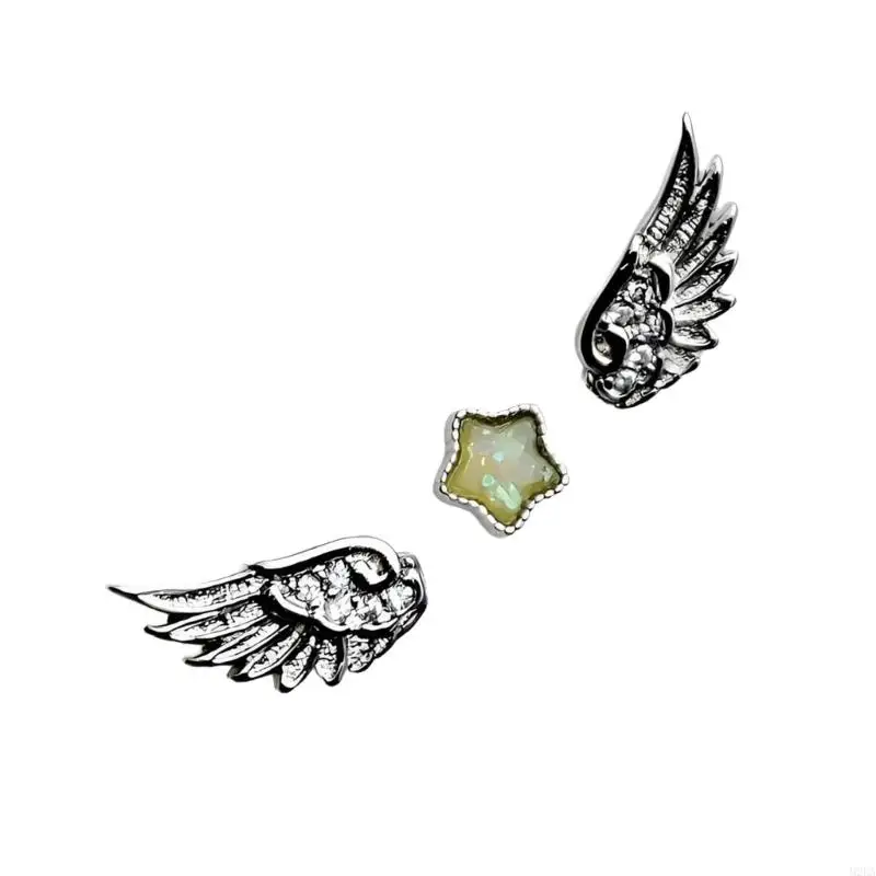 2026 New Alloy Stainless Steel Star Angel Wing Studs Earrings Rusts Resistant Ear Accessories Jewelry for Everyday Wear