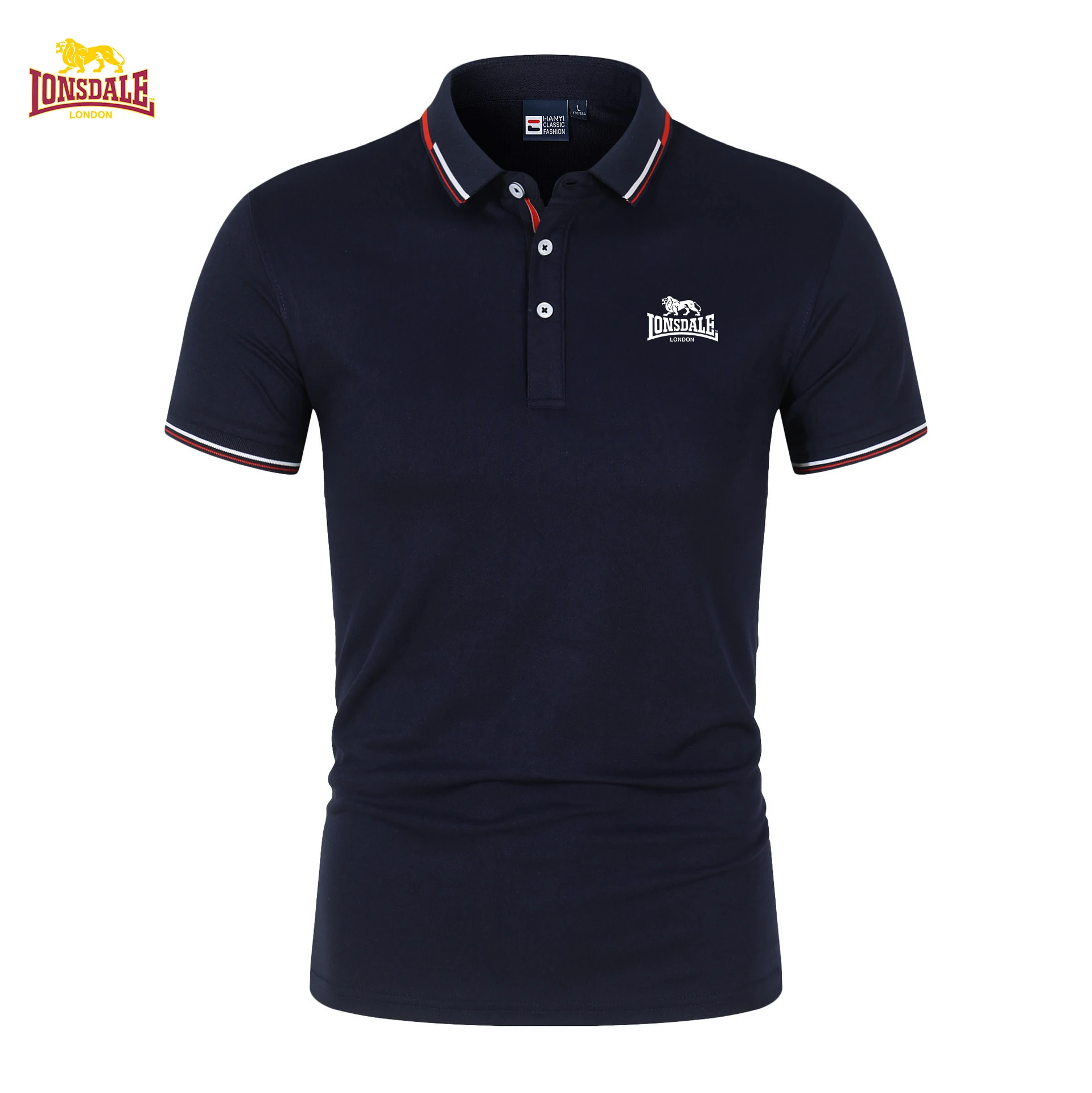 

Brand-new high-quality lion-print men's short-sleeved polo shirt, cool and breathable, a casual summer fashion t-shirt. LONSDALE