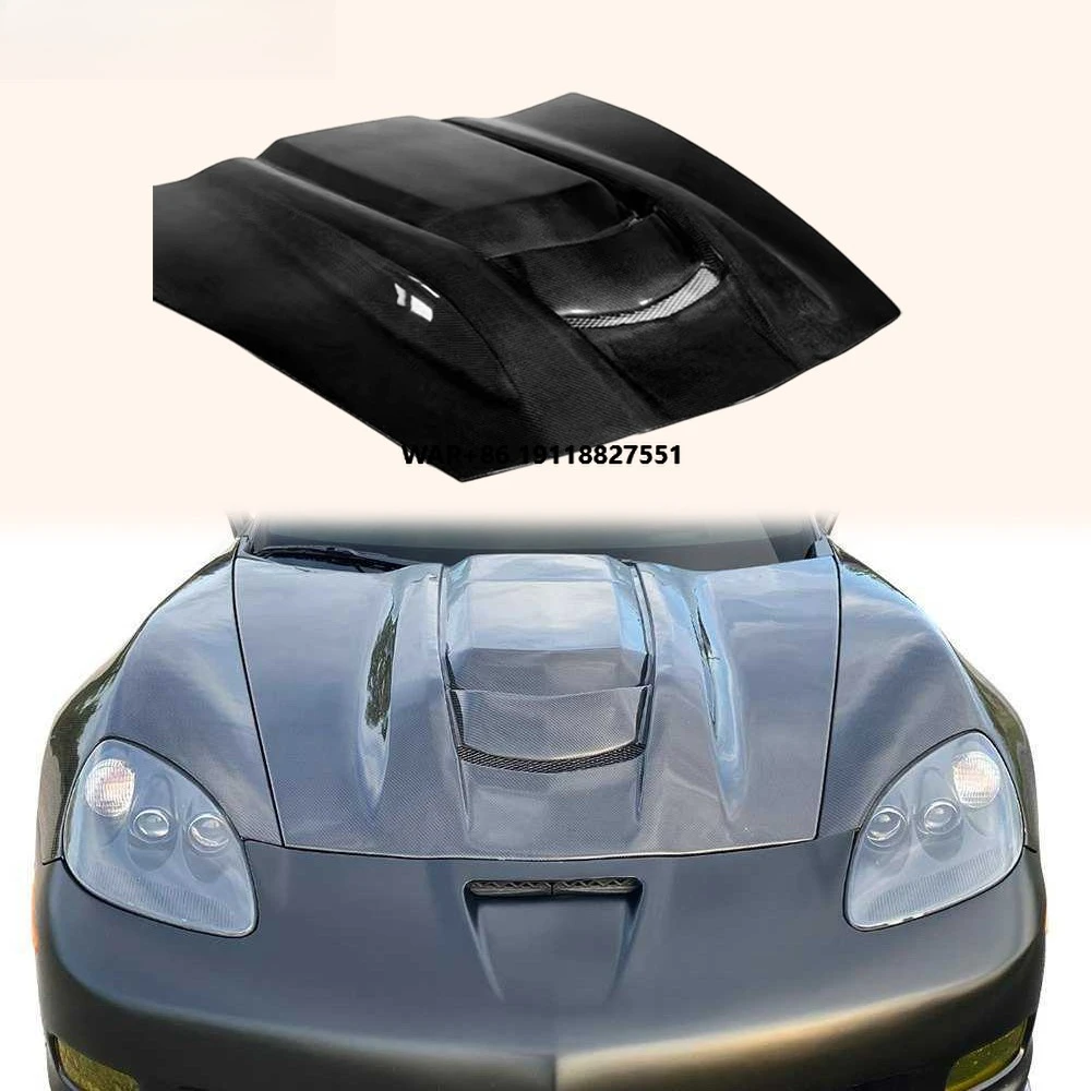 For Corvette C6 06-13 Carbon Fiber KZB Style Front Vented Cooling Hood Bonnet