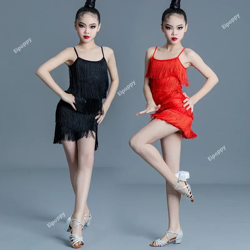 Adult Children High-end Custom Stage Costume Tango Costume Latin Dance Dress girl Diamond Tassel Professional Competition Suit