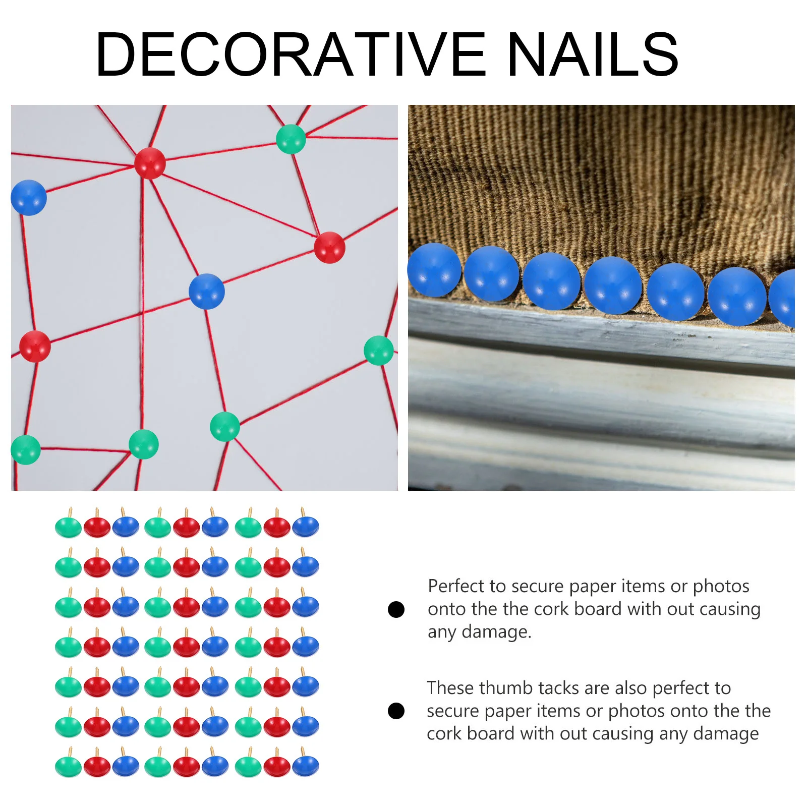 60 قطعة مسامير المفروشات الزخرفية الملونة جولة رئيس الحديد Thumbtacks للأسرة الحرف الخشبية المنزلية تحديد الملحقات