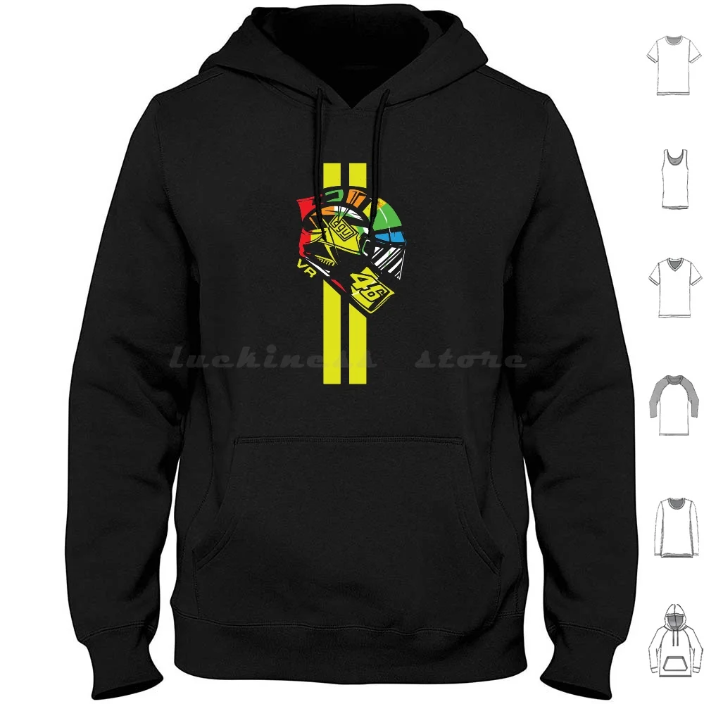 46 Hoodie Cotton Long Sleeve Motorcycle Racing Moto Motorbike The Rider Helmet Racer Race 46 Bike Enthusiast Race Lovers