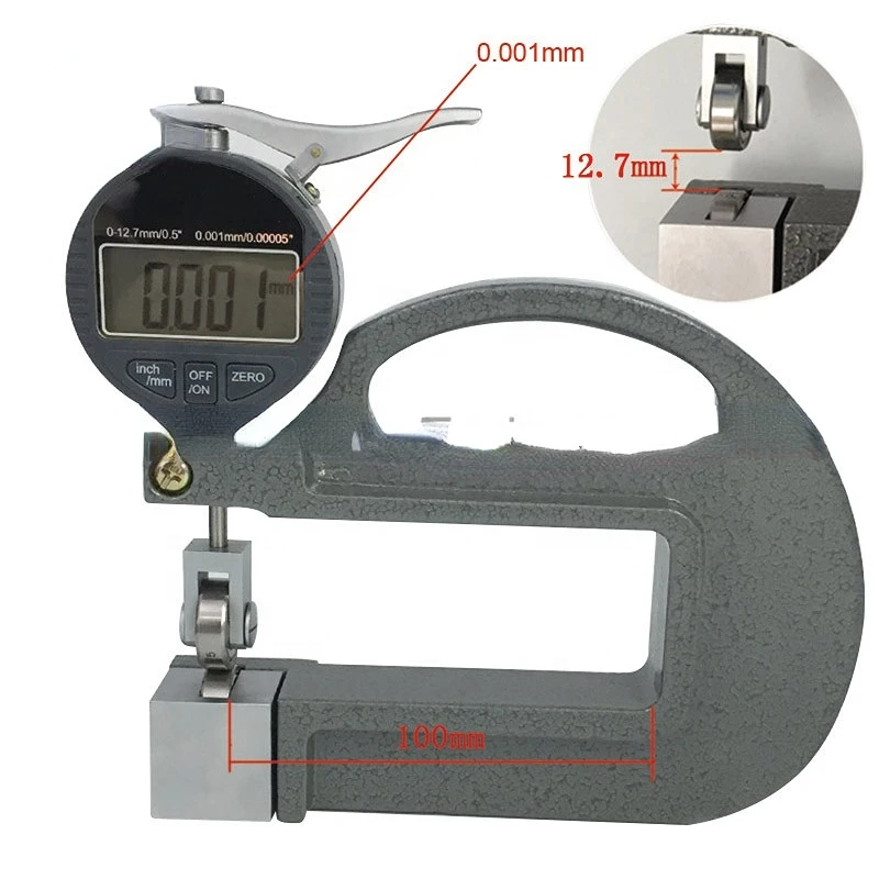 High Accuracy Digital Continuous Thickness Gauge 0-12.7mm 0.001mm,100mm