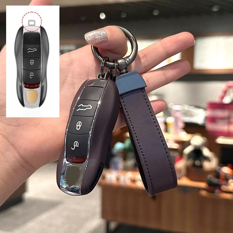 For Porsche Boxster Cayman 911 Panamera Cayenne Macan Leather Fob Remote Keys Case Car Key Cover Key Shell Replace