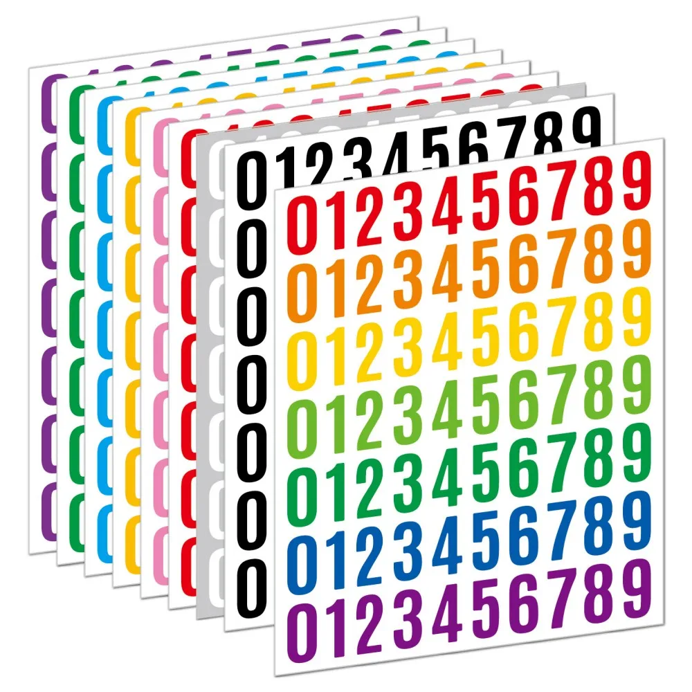 5Pcs/set 1 inch Functional Planner Stickers Vinyl Waterproof Black White Colorful Number Sticker For Cup Laptop Price Tag