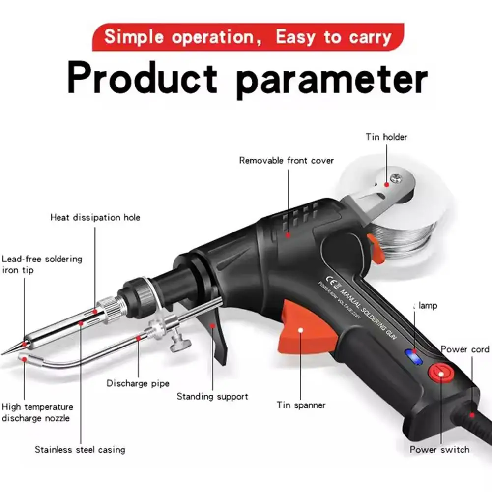 New Multi-Function Iron Welder Automatically Soldering Gun  60W Hand-Held Internal Heating Send Tin Welding Repair Tool