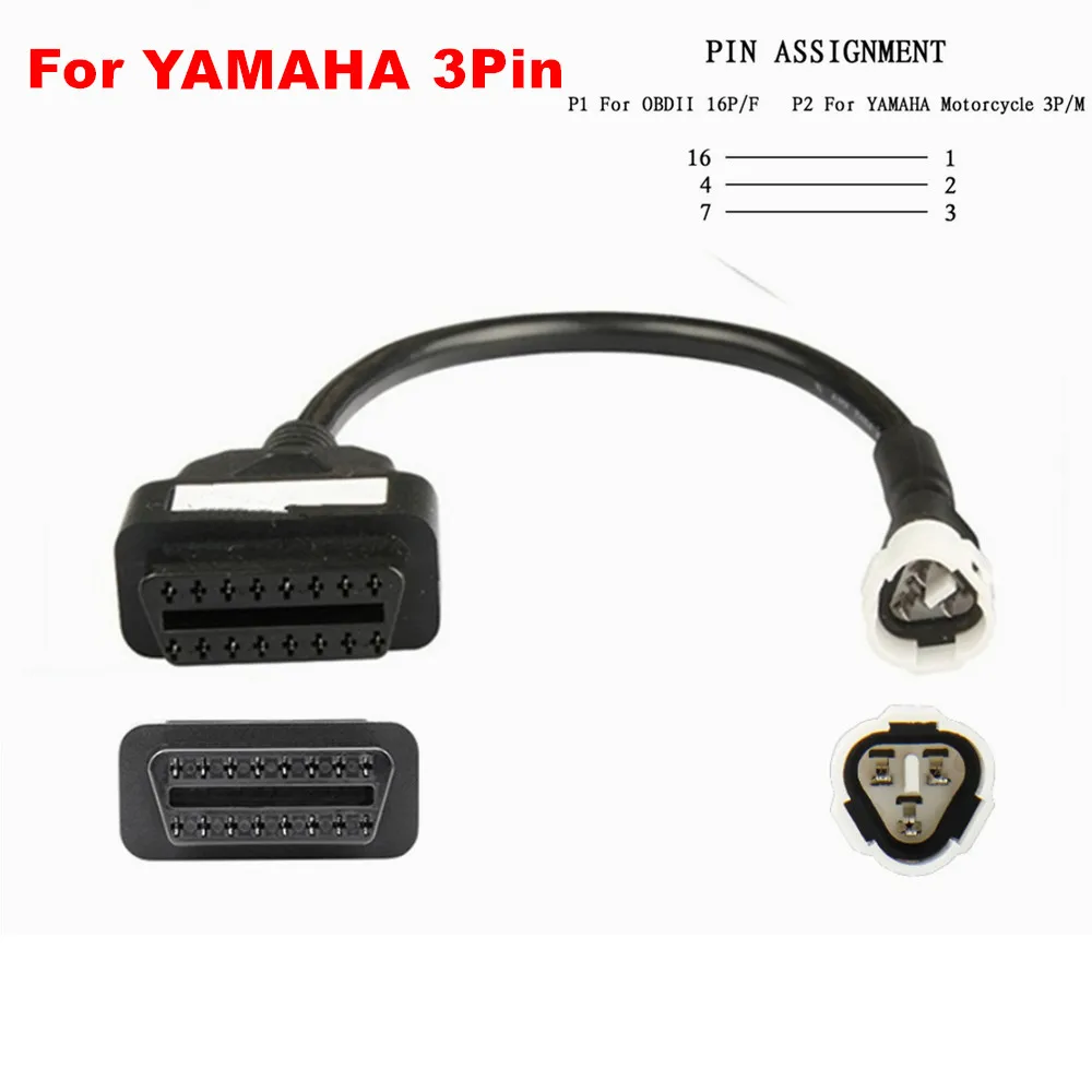 Cavo connettore diagnostico moto 3 IN 1 per Yamaha 3pin 4pin per honda 6pin OBD2 cavo adattatore OBD 2 cavo di prolunga motore