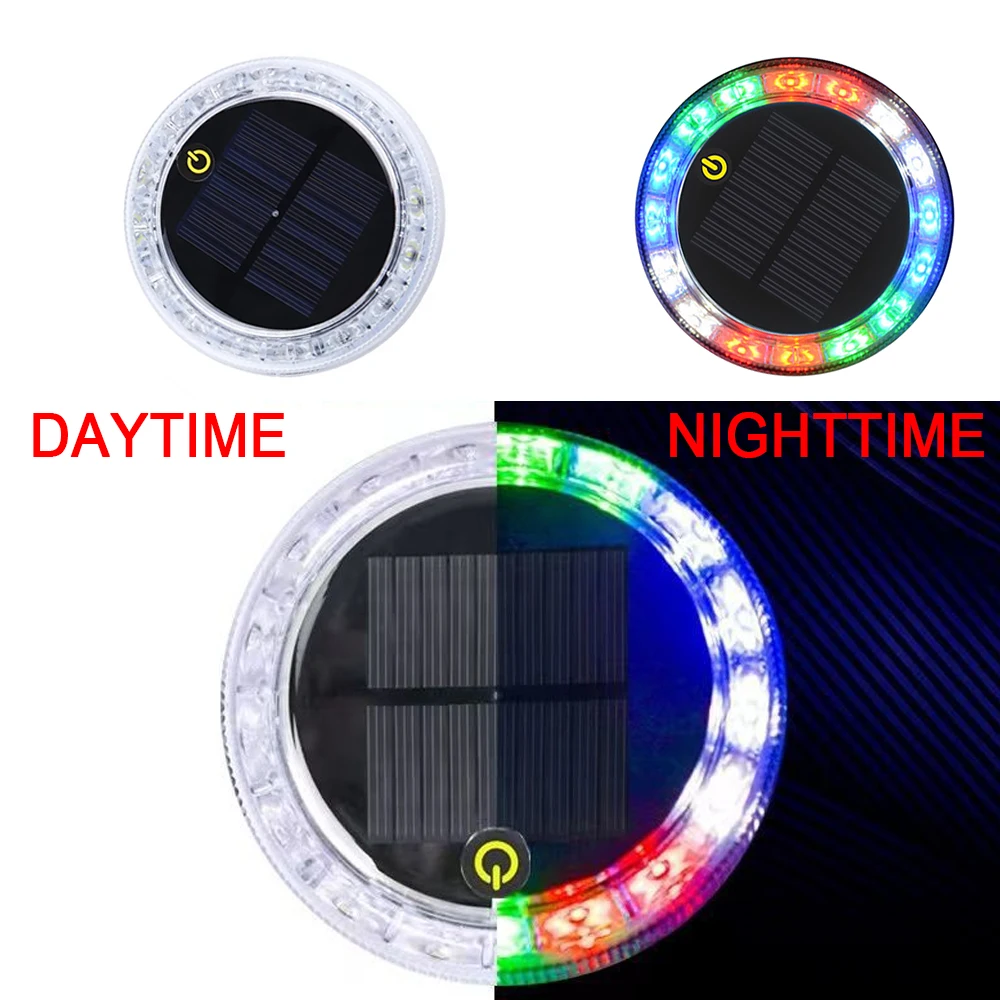 اللمس الشمسية شحن RGB LED تحذير ضوء بار لسيارة شاحنة حافلة ليلة السلامة السيارات الجانب الذيل ضوء وامض مصباح لا الأسلاك