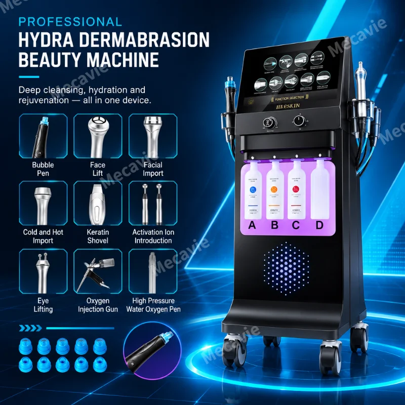 Professional 9 In 1 Hydra Facial Dermabrasion Machine Water Oxygen Jet Peel Bubble Pen RF Cold Hammer Skin Care Beauty Equipment