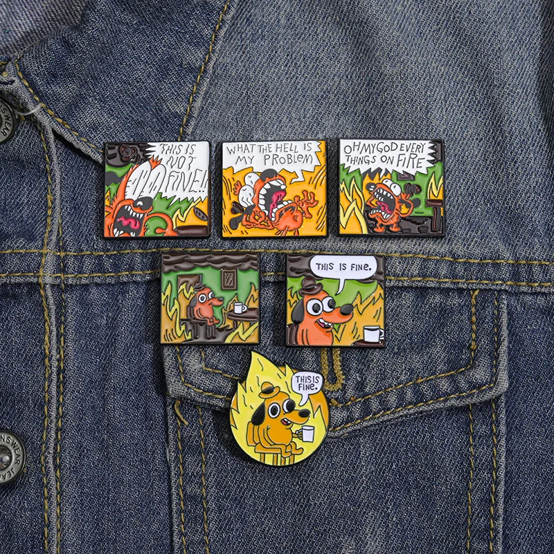 Cartoon Dog Style Brooch Interesting English Phrase Alloy Badge Clothing Accessories Pin Wholesale Gift to Friends