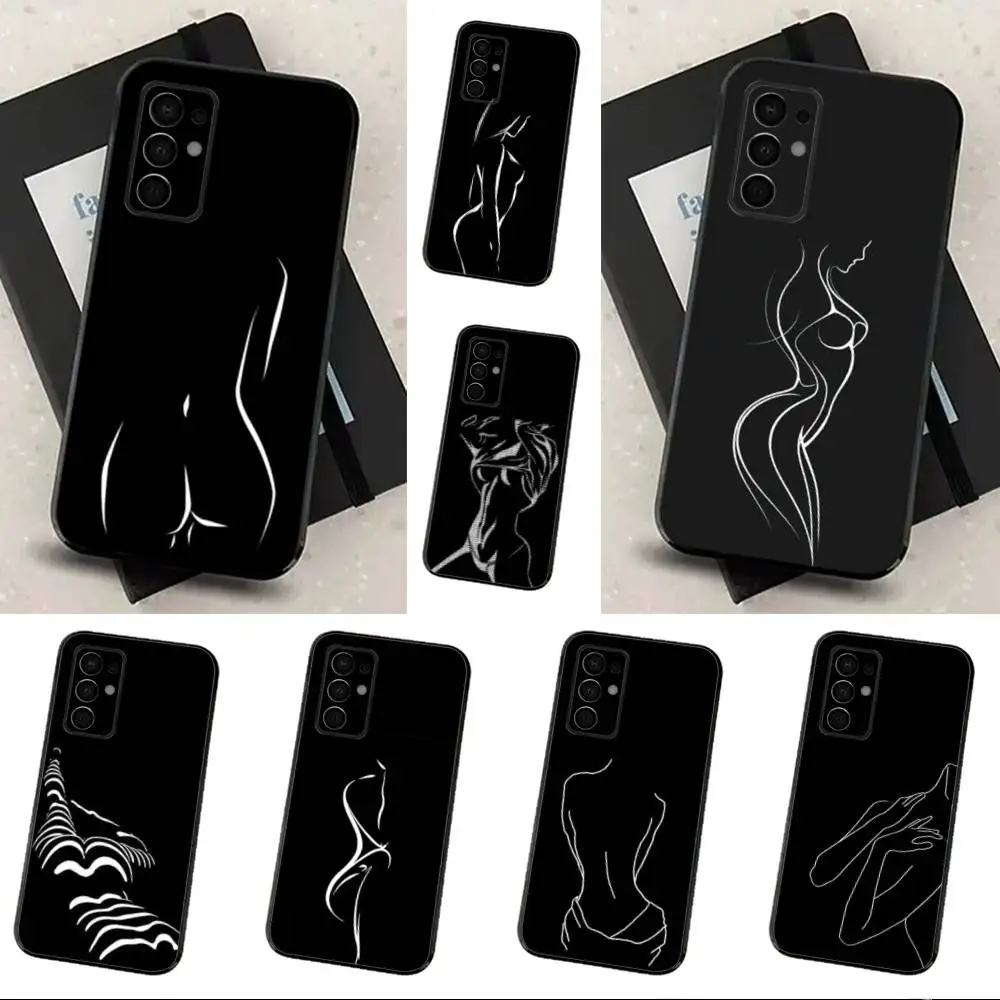

Sexy Body Woman Art Phone Case For Samsung Galaxy A73,31,32,72,41,53,52,71,22,5G,Note,J7,8,9 Soft Black Cover
