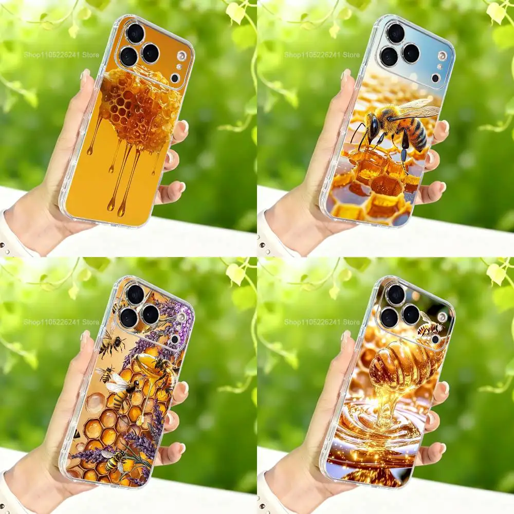 حافظة شبكية عسلية فنية صفراء لهاتف آيفون 15,11,12,13,16,14,17,Pro,Max,Plus,SE,Mini,X,XS,XR, سيليكون ناعم شفاف