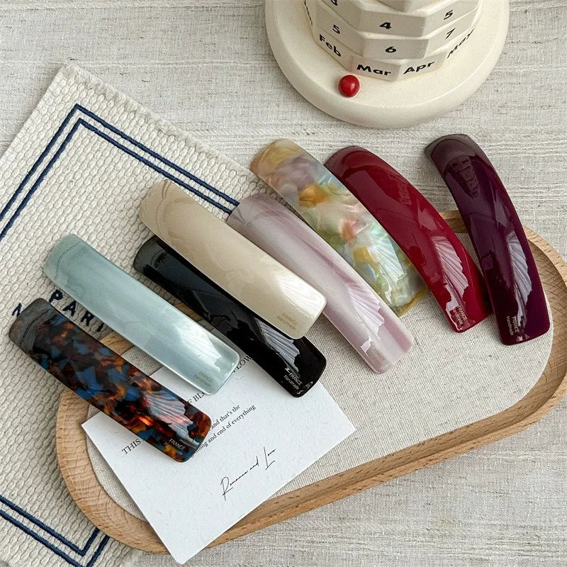 Solid Colored Acetate Large Straight Hair Clips for Women Spring Hairpins Korean Fashion Hair Accessories Headwear Jewelry Gifts