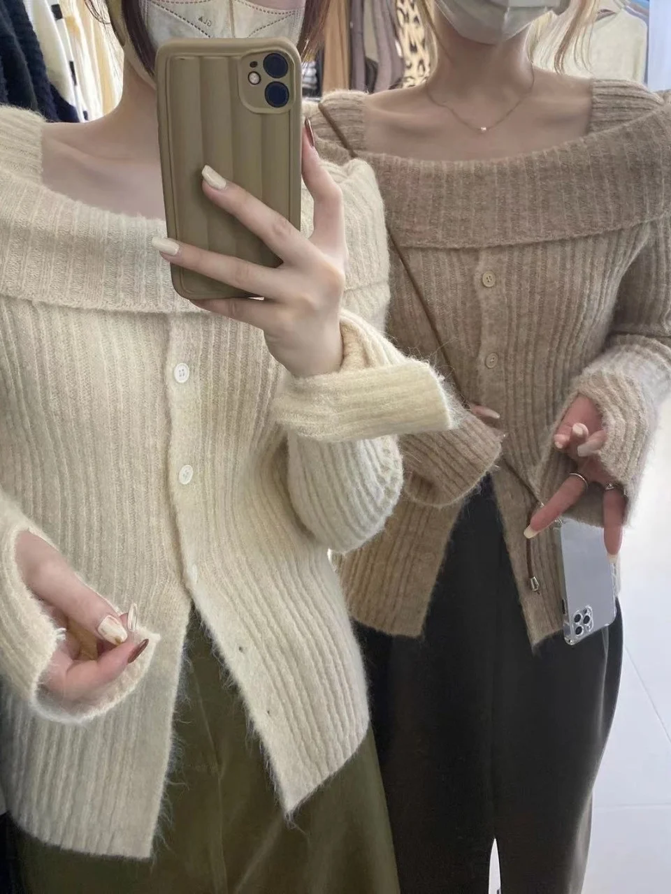 Coupe ample paresseux Sle une épaule doux tricoté blanc pull femmes hiver nouveauté haut de gamme longue Sve haut tricoté haut