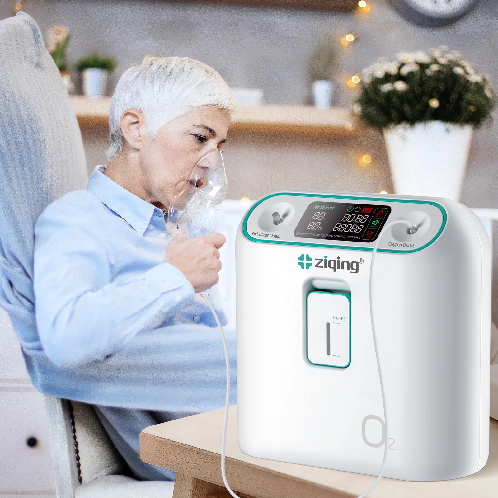 1L-8L/2-8L Oxygen Concentrator With Atomization Adjustable 93% Voice Low Noise Portable High Concentration Oxygen Machine Flow