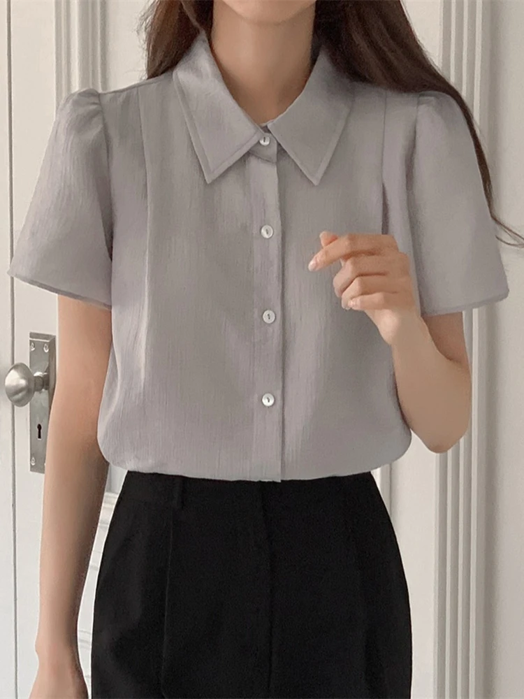 

Summer Women Blouse Spring Shirt Female Woman Blouse Maxi Blusas Chiffon Casual Elegant Vintage Short Sleeve Oversize Loose