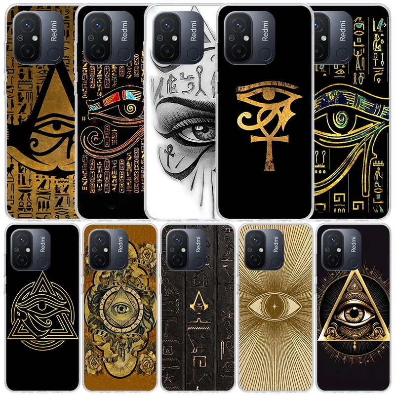 Sacred Eye of Horus Egypt Fresco Silicon Call Phone Case For Xiaomi Redmi 12 12C 10 10A 10C 9 9A 9C 9T 8 8A 7 7A 6 6A K60 K20 K4