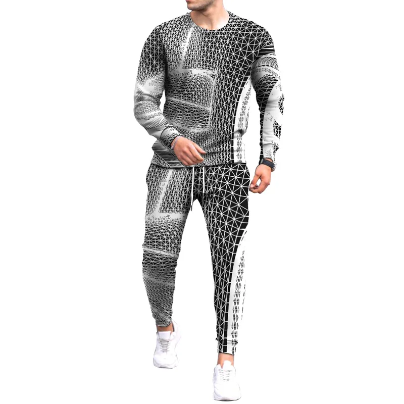 Men's 2 Piece Set Sweatshirt Jogging Pants Tracksuits Car Colorful 3d Print Streetwear Casual Clothing Male Oversized Suit S-6XL