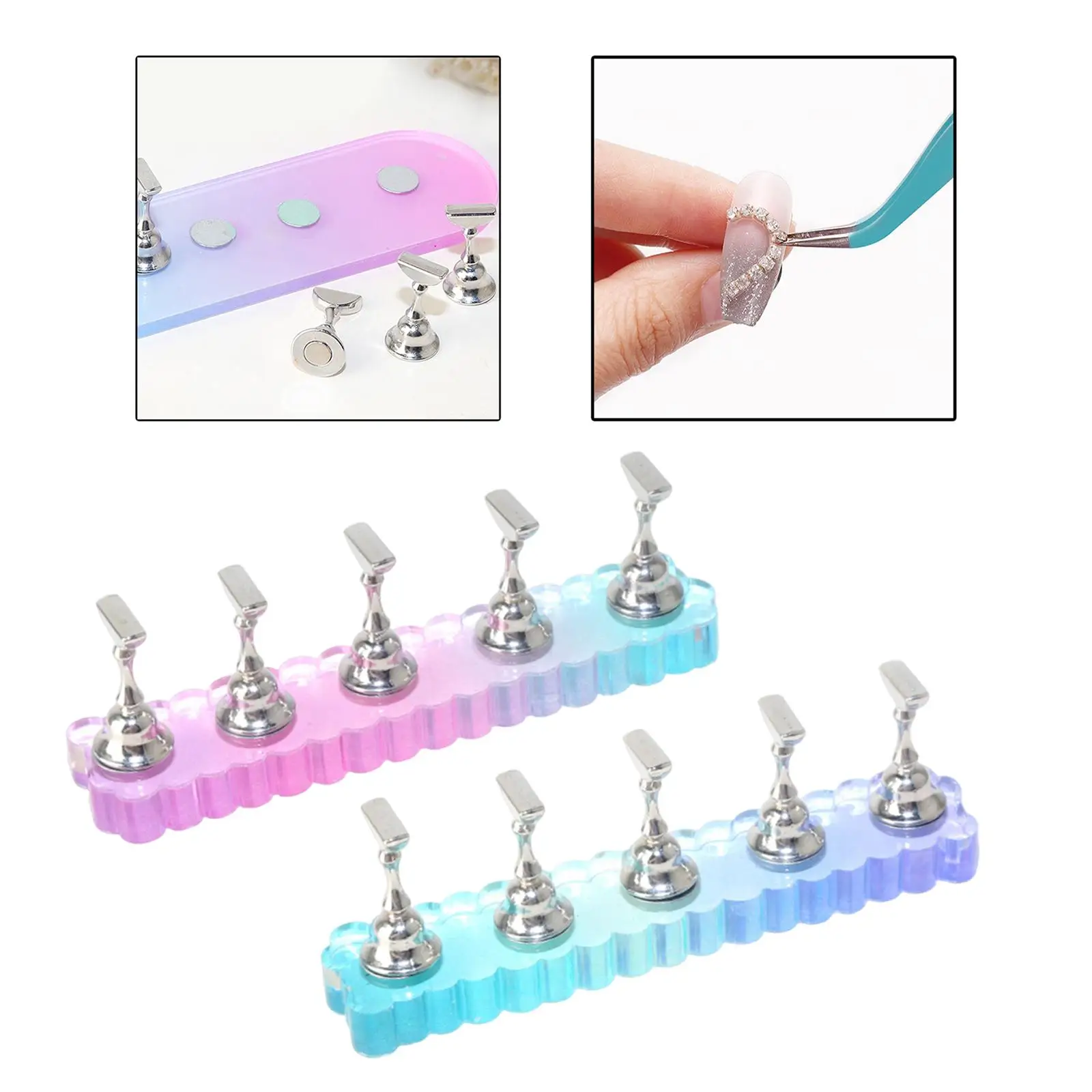 

Nail Art Practice Stand Acrylic Long Tip Holder Training Tool Nail Designs Organizer for Salon or Home Use